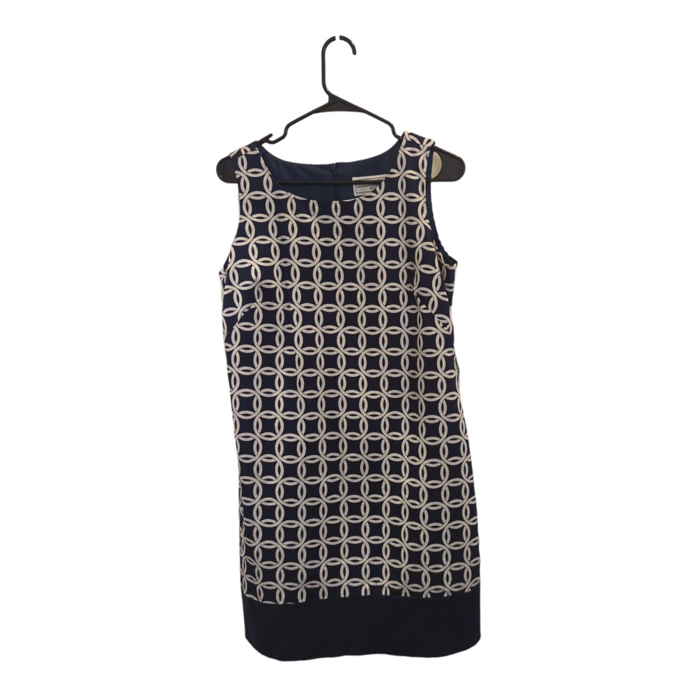 Howard Navy Blue White Sz 12 12p Shift Style Dress